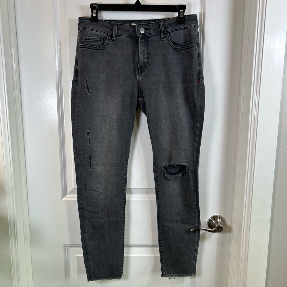 Warp + Weft JFK Skinny Black Wash Distressed Denim‎ Jeans Women’s Sz 28